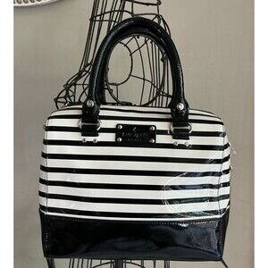 Kate Spade New York Striped Patent Leather Satchel Crossbody Handbag NWOT